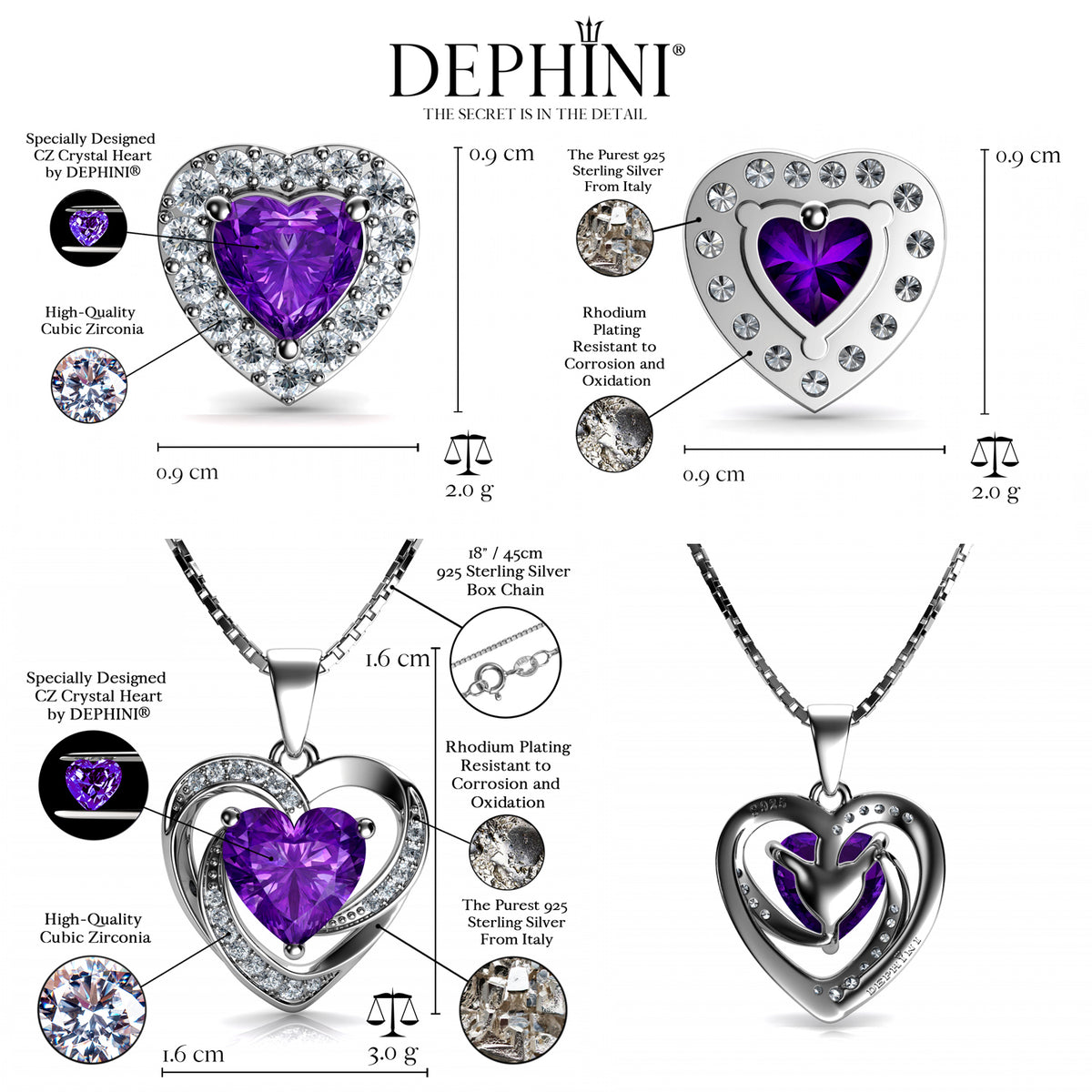 silver-plated jewelry set purple drop heart E+N bone main image 0
