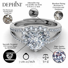 Load image into Gallery viewer, DEPHINI Silver Heart Ring - 925 sterling silver CZ - Engagement ring