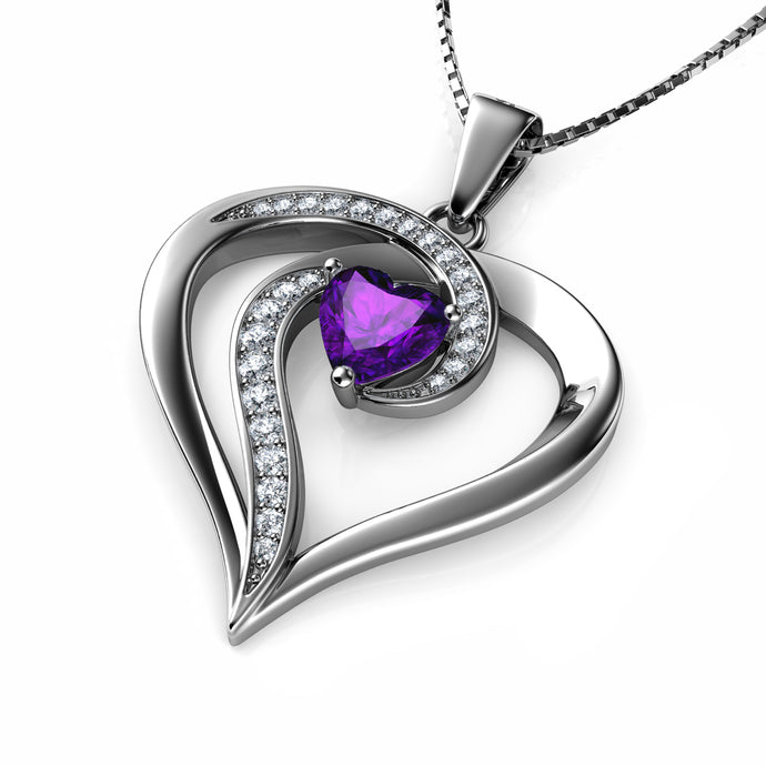 DEPHINI Elegant purple necklace for Women 925 sterling silver pendant