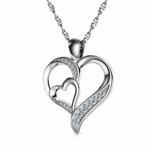 Load image into Gallery viewer, DEPHINI - Two Hearts Pendant - 925 sterling silver necklace - Cubic Zirconia