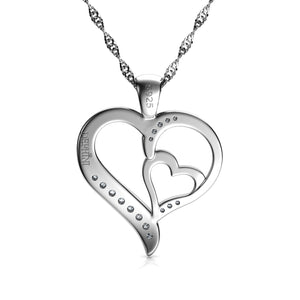 DEPHINI - Two Hearts Pendant - 925 sterling silver necklace - Cubic Zirconia