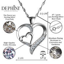 Load image into Gallery viewer, DEPHINI - Two Hearts Pendant - 925 sterling silver necklace - Cubic Zirconia