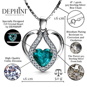 DEPHINI - Cute aqua necklace for Women - 925 sterling silver pendant