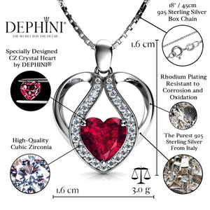 DEPHINI - Cute red necklace for Women - 925 sterling silver pendant