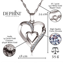 Load image into Gallery viewer, 14k white gold double heart pendant
