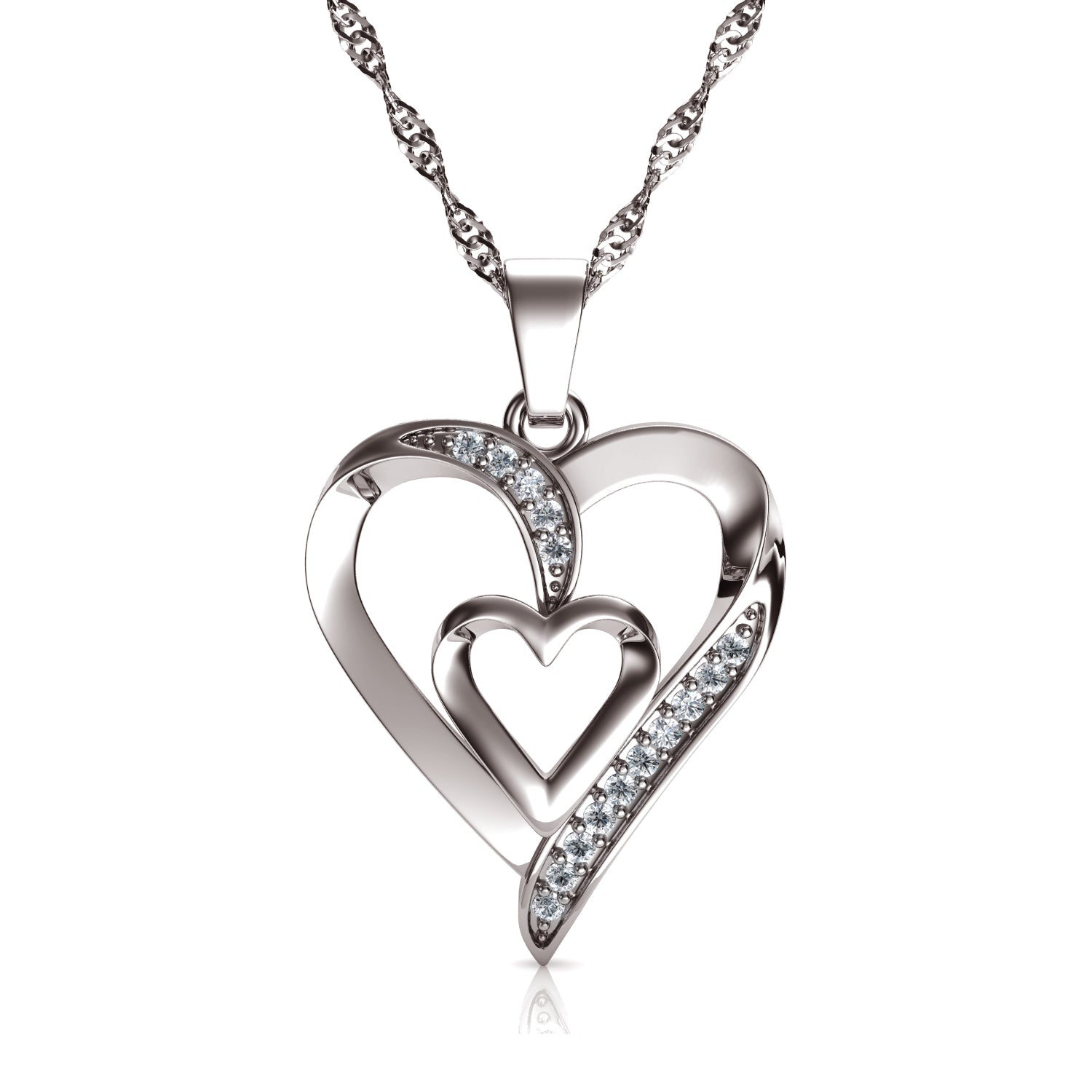 1/10 CT. T.W. Diamond Double Looping Hearts Necklace in 10K Gold | Zales  Outlet