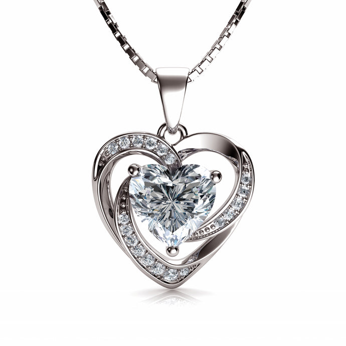 14k white gold heart necklace for women