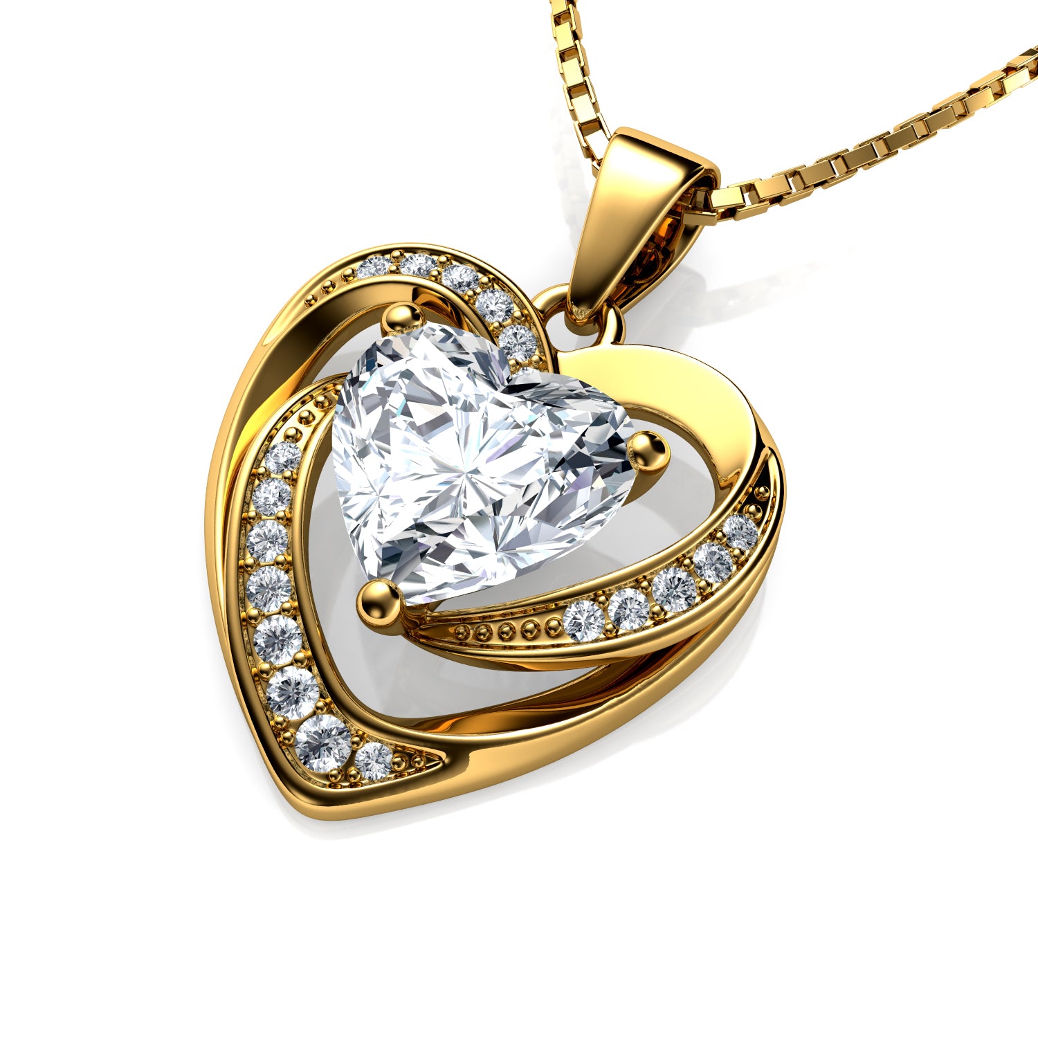 18k Gold Necklace Yellow Gold Heart pendant by DEPHINI