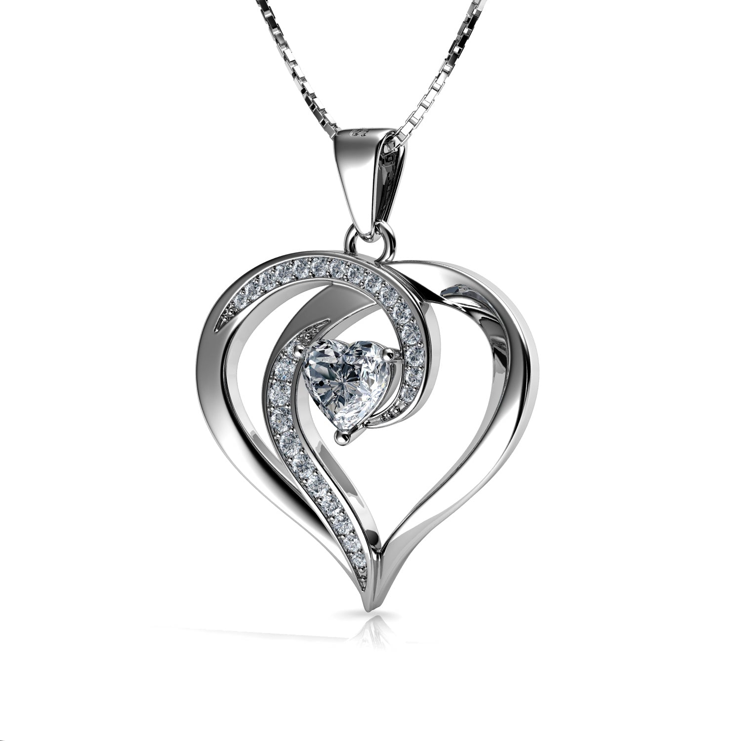 Elegant Necklace 925 Sterling Silver Heart Jewellery Dephini