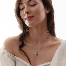 Load image into Gallery viewer, DEPHINI Purple Heart Necklace &amp; Heart Earrings Purple Jewellery SET