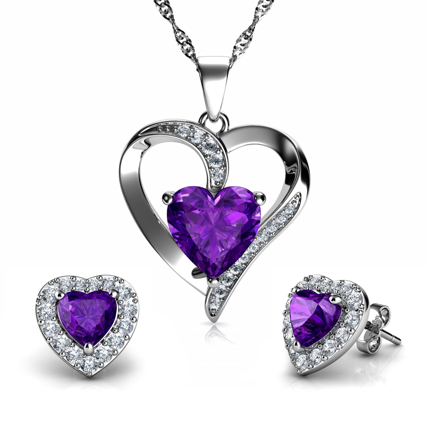 Faship Violet Light Purple Swarovski Crystal Floral Necklace Earrings Set -  Walmart.com
