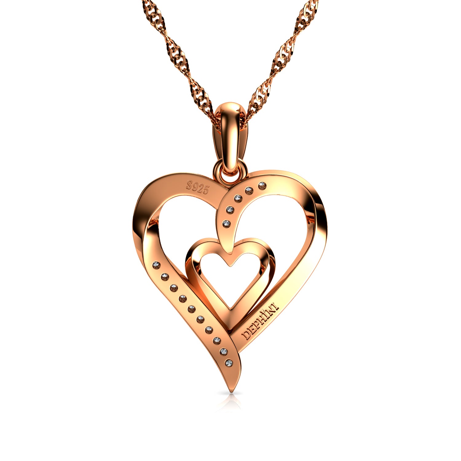 thumbnail image 2 of 10K Solid Yellow Gold Cubic Zirconia CZ Heart Necklace Love Pendant Charm 2 of 9