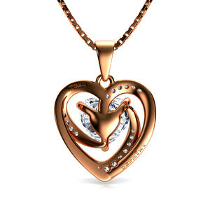 Rose gold heart jewellery set