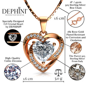 Rose gold heart jewellery set