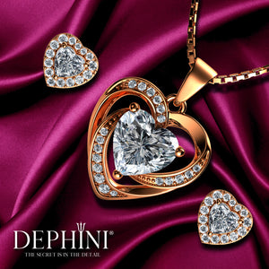 Rose gold heart jewellery set