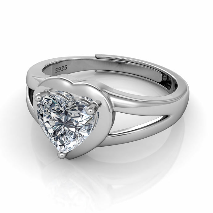 DEPHINI Luxury heart ring - 925 sterling silver CZ - Engagement ring for woman