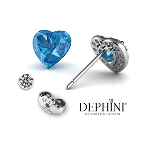 blue Heart Stud Earrings