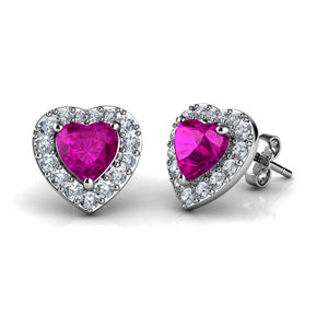Pink heart earrings set