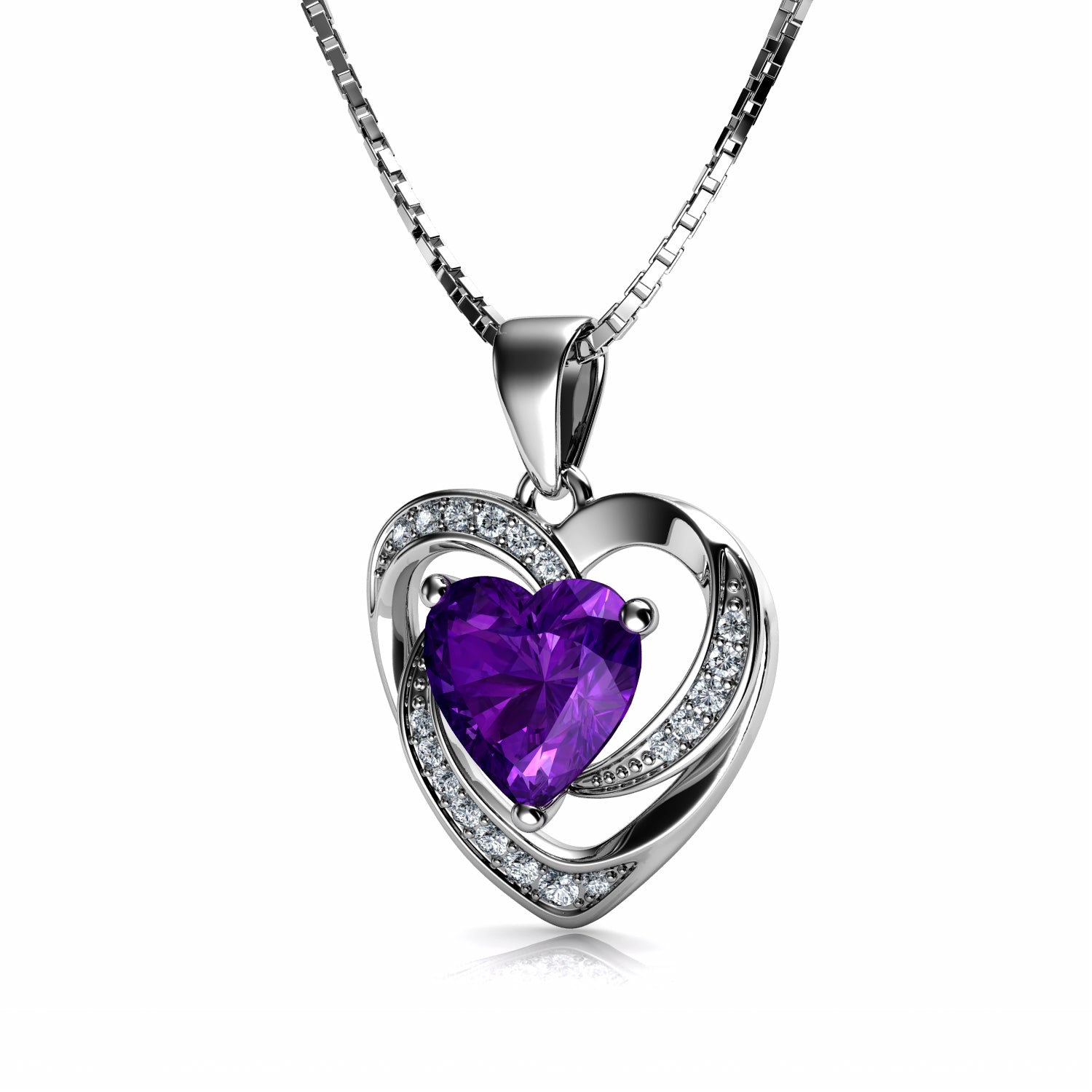 Purple Jewellery SET Heart Necklace Heart Earrings DEPHINI