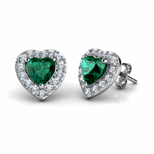 Load image into Gallery viewer, Green heart earrings set
