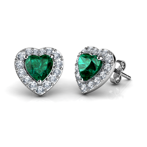 Green heart earrings set