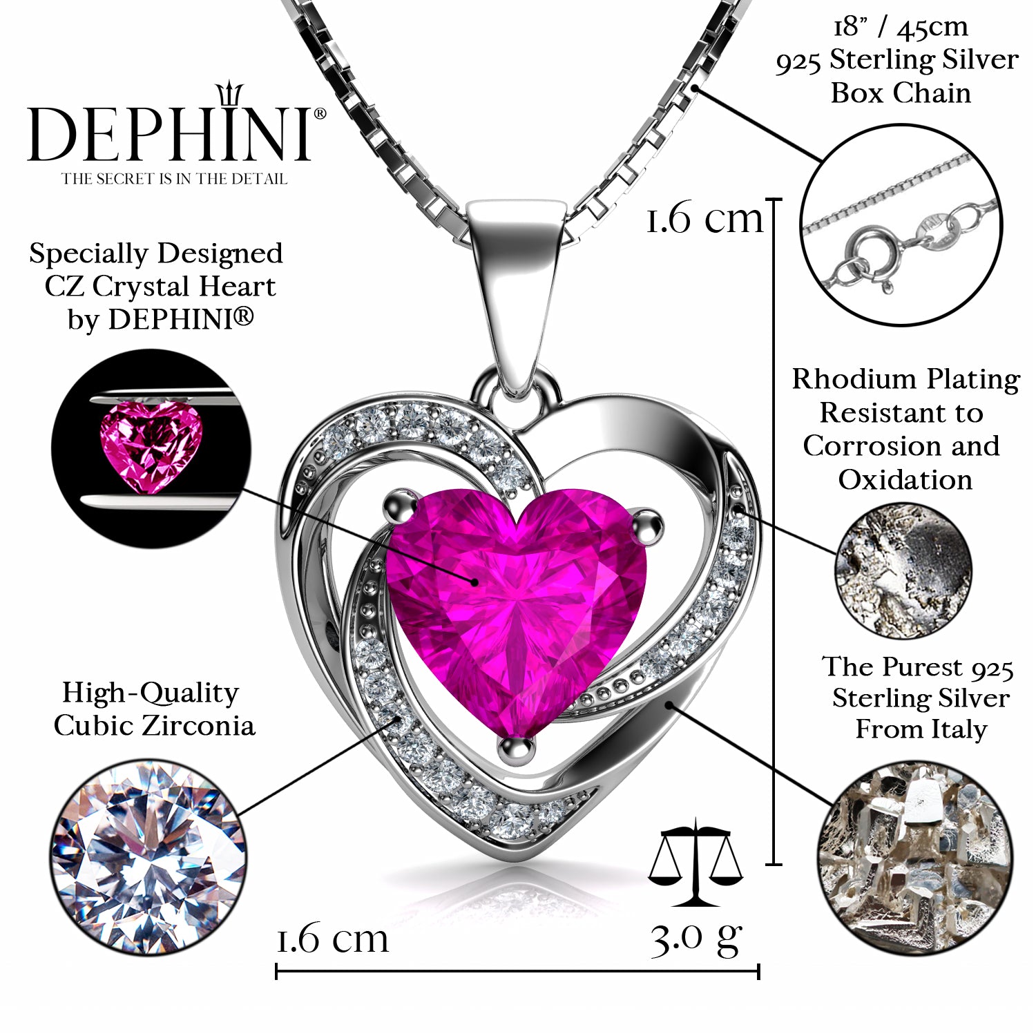 Pink and White Cubic Zirconia Rhodium Over Sterling Silver Heart