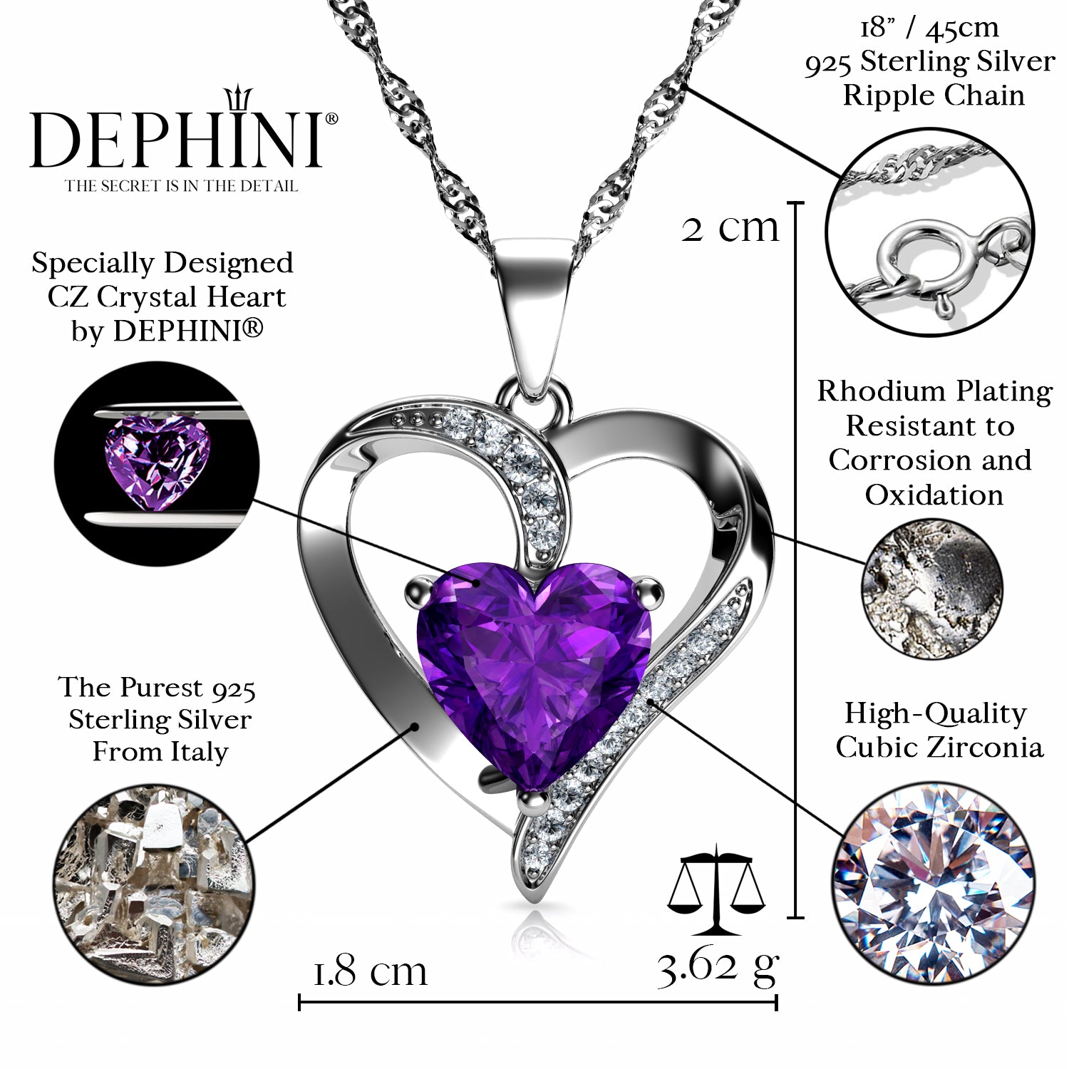 Purple heart diamond necklace online