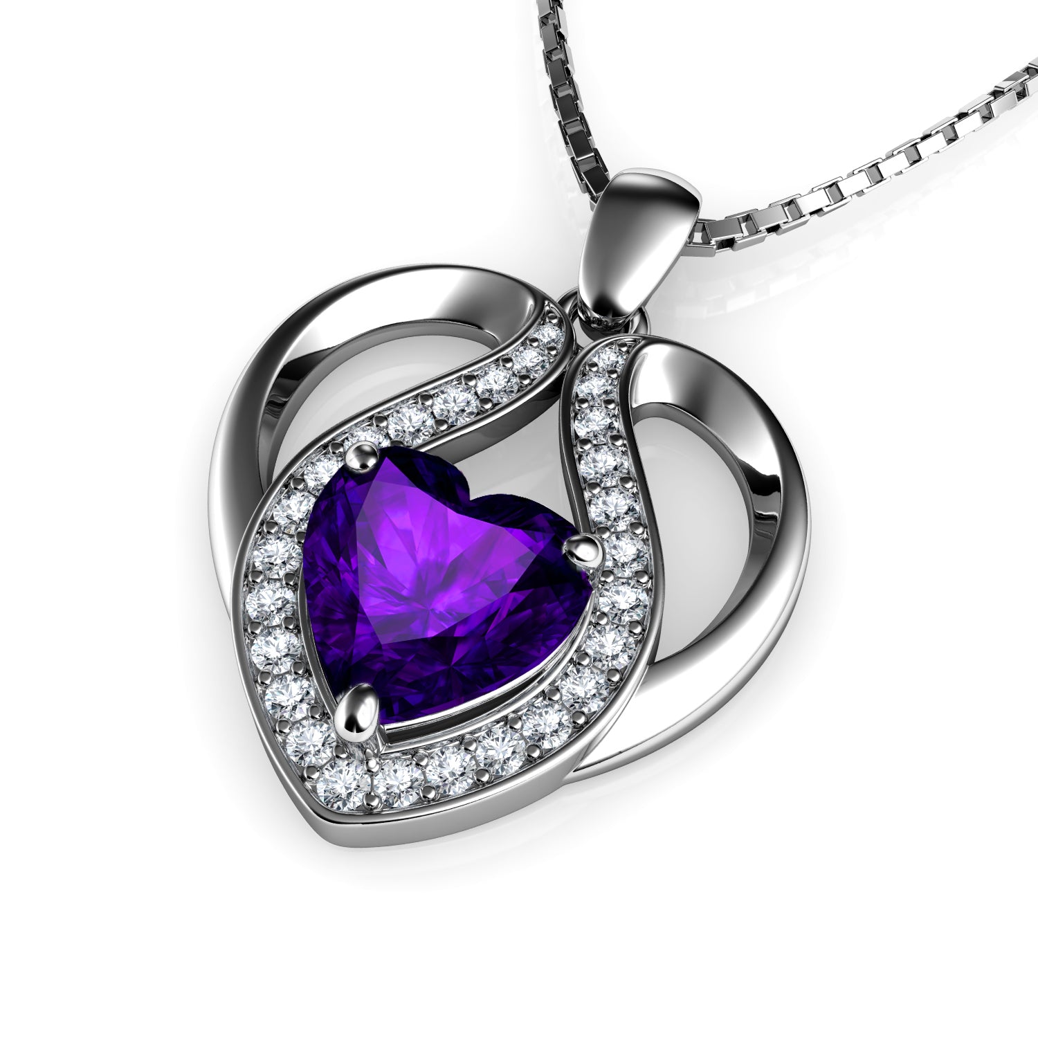 Purple diamond deals heart necklace