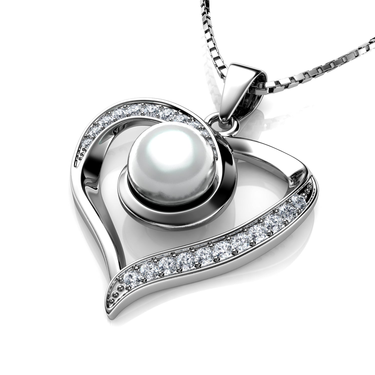 Heart Pearl Necklace Woman 925 Sterling Silver DEPHINI
