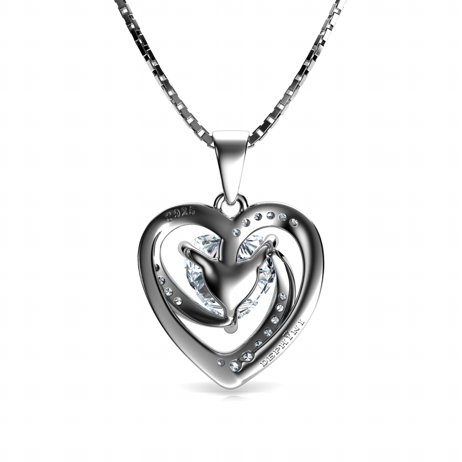 Heart CZ Crystal Love Charm Pendant & Necklace in 925 Sterling Heart CZ Crystal Love Charm Pendant & Necklace in 925 Sterling