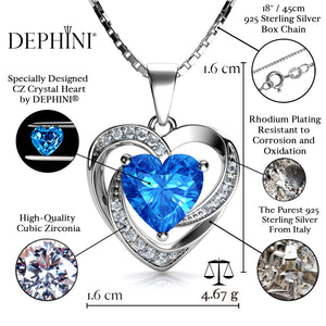 Blue heart necklace pendant
