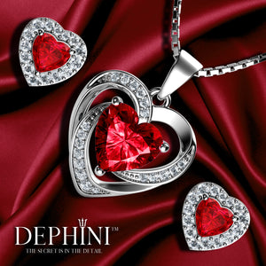 Red Heart Necklace Heart Earrings