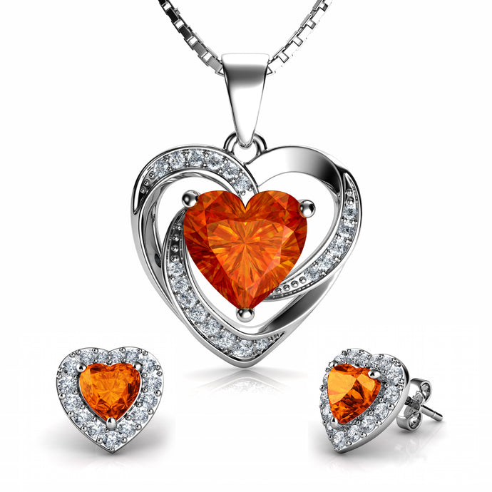 Orange Heart jewellery set